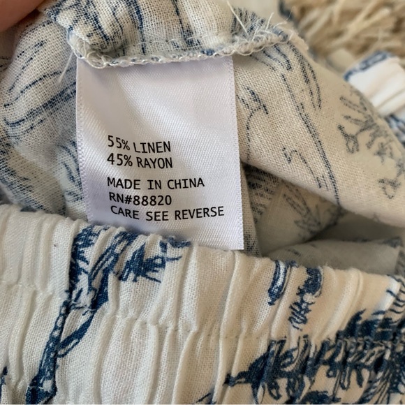 Blue and White Patterned Linen Pants - Picture 5 of 5